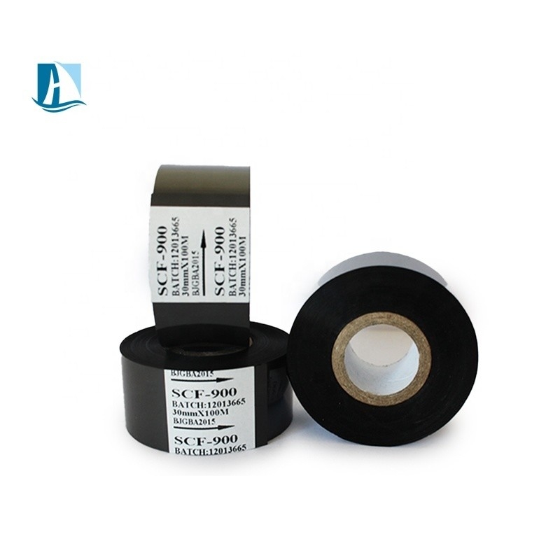 30mm * 100m LC1 핫 스탬핑 포일 롤 유효기간 인쇄용 블랙 코딩 리본