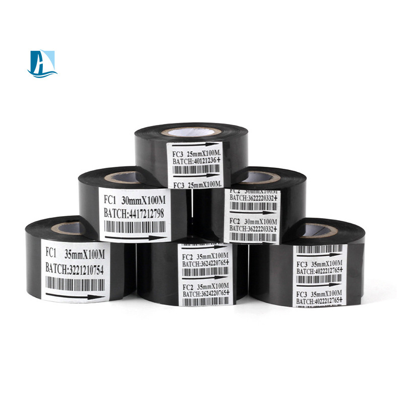 25mm*100m 블랙 핫 스탬핑 포일 리본 팩 번호 코딩 및 식품 포장