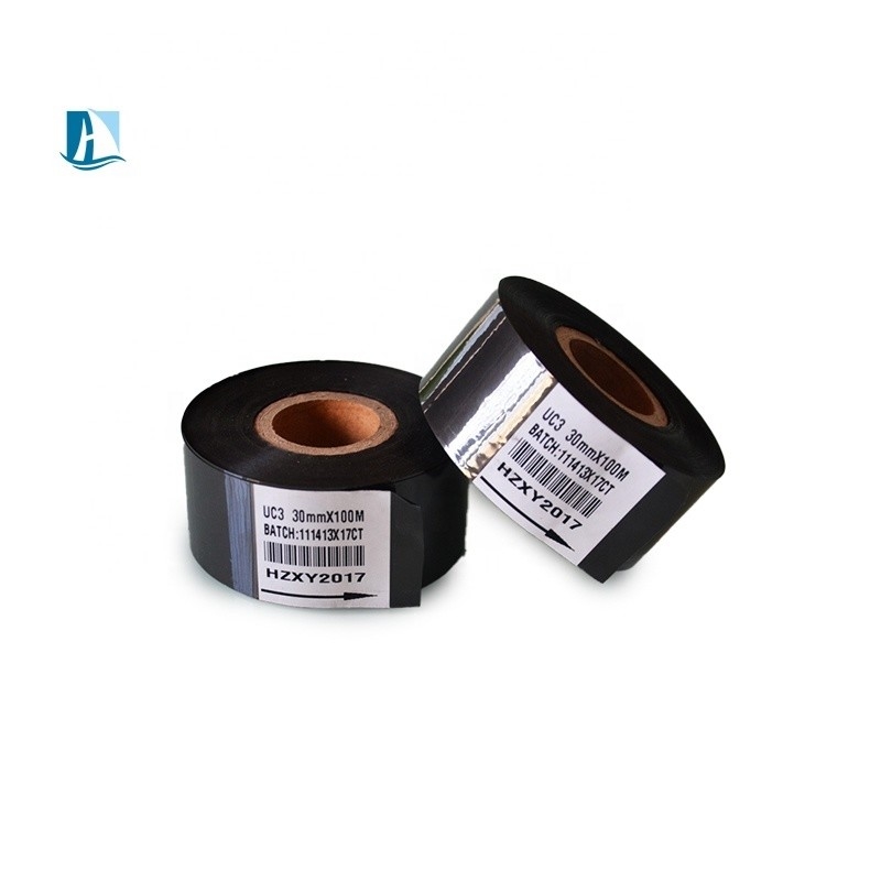 30mm X 100m Black Coding Ribbon Roll for SCF-900 Hot Stamp Ribbon on Packing Machine 포장을 위한 SCF-900 핫 스탬프 리본을 위한 검은 색 코딩 리본 롤
