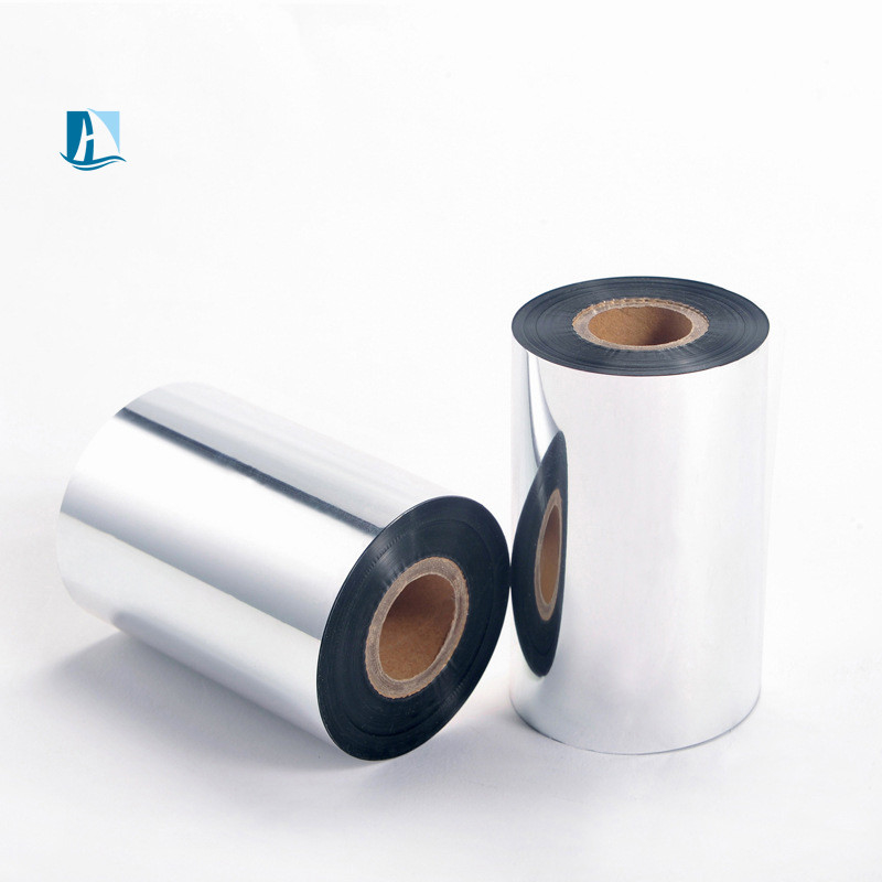 24mm PET 실버 핫 스탬핑 리본 LC1 인쇄 날짜 및 포장 필름을위한 50mm * 100m